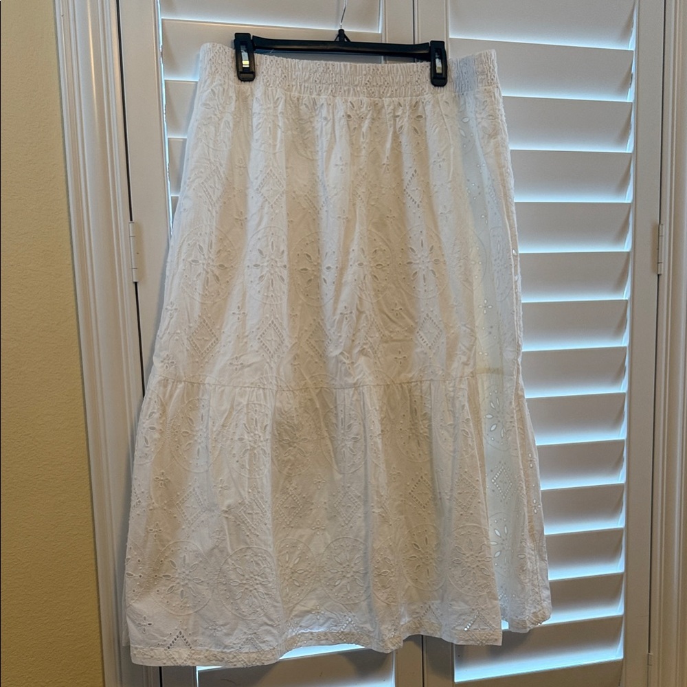 Gap Eyelet Long White Skirt